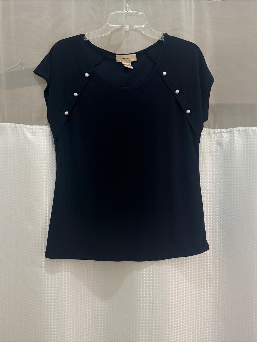 Diana Belle Navy Button Detail Blouse Size M